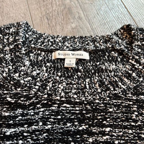 NWT Studio Works Marled Black & White Knit Sweater | Size: Small - Picture 6 of 10